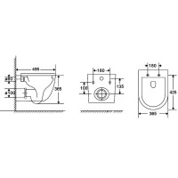DFL0460111W Flow Унітаз підвісний 495*365*365mm з кришкою soft-close, Vortex Flush, білий глянець (1 Devit фото 7