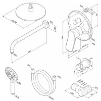 FB85A1RH20 X-Joy, набір: зм-ч д/в/душу, верх душ 220 мм,  душ.набір (ручн.душ, 120 мм, 3 р-ма), хром AM.PM фото 1