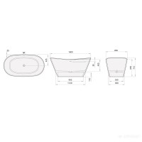 VAAMO/00 Amore Ванна окремостояча 160*85 см з литого (штучного) каменю, з інтегрованим сифоном, колі PAA фото 3