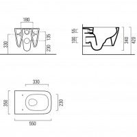 961511/MS96C11/FISR2 NUBES, Унітаз підвісний + кришка+набір для кріплення, глянцевий білий (1 сорт) GSI фото 2