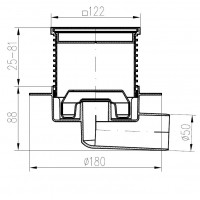 425 XL Двокорпусний трап з горизонтальним підключенням DN50, h 113-169мм, сухий сифон Neptun, з флан MCH фото 1
