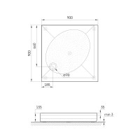 KDPARTKV90/00 ART KV 90 Піддон душовий квадратний 90х90 см з литого (штучного) каменю з ніжками та п PAA