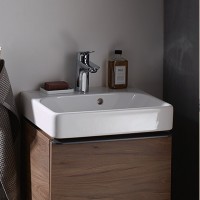 500.222.01.1 Smyle Square Раковина 45см, з 1 отв.під зміш., з асиметричним переливом, колір білий гл Geberit фото 6