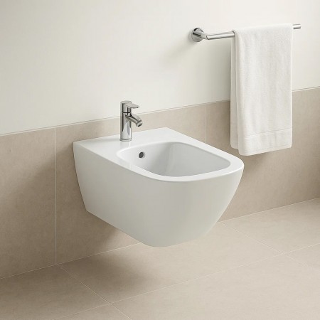 500.209.01.1 Smyle Square Біде підвісне закритої форми, з переливом, колір білий глянець (1 сорт) Geberit