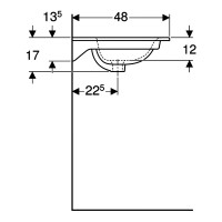 500.994.00.1 Вбудовуваний умивальник Geberit Selnova Square 60см, Отвір для змішувача в центрі, Пере Geberit фото 3