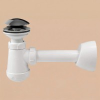 DEV002786 Сифон для раковини з донним клапаном click-clack, білий, накладка хром, випуск d32 (1 сорт Devit фото 2