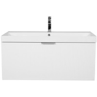 30969 Тумба Fabio (білий мат) з умивальником Fabio 100 см (консольна) ручка хром (1 сорт) Аква Родос фото 5