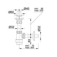 STY-533 сифон для раковини 5/4”, із водозливом, патрубок відведення 32 мм (1 сорт) Styron фото 2
