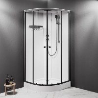 W94C-401-090BT X-Joy, Душова кабіна 90x90, профіль чорний матовий, скло прозоре (1 сорт) AM.PM фото 2