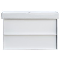 083100WB QUADRA Тумба 100 біла матова з умивальником та сифоном (1 сорт) Devit фото 1