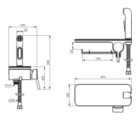 773500200 Jupiter, Вбудований в стіну змішувач з гіг душем і полицею, білий (1 сорт) Damixa фото 2