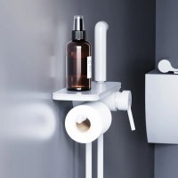 773500200 Jupiter, Вбудований в стіну змішувач з гіг душем і полицею, білий (1 сорт) Damixa фото 3