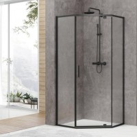 FEN0240B ART 2.0 Душова кабіна, п'ятикутна, розпашна, чорний матовий, 1000*1000, без піддона, скло п Devit