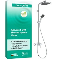 28875000 HG Activera S Душова система Showerpipe 240 1jet EcoSmart з одноважільним змішувачем Varia, HANSGROHE фото 1