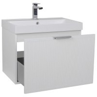 30967 Тумба Fabio (білий мат) з умивальником Fabio 60 см (консольна) ручка хром (1 сорт) Аква Родос фото 4