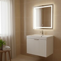 30967 Тумба Fabio (білий мат) з умивальником Fabio 60 см (консольна) ручка хром (1 сорт) Аква Родос