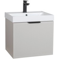 32213 Тумба Fabio (кашемір) з умивальником Fabio 50 см (консольна) ручка чорна (1 сорт) Аква Родос фото 1