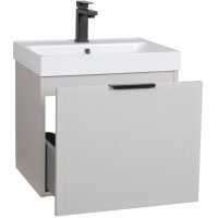 32213 Тумба Fabio (кашемір) з умивальником Fabio 50 см (консольна) ручка чорна (1 сорт) Аква Родос фото 4