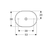 500.774.01.2 VariForm Умивальник еліптичний, вставний на столешню, 55х40см, без отвору, без перелива Geberit фото 3