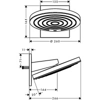 24151000 HG Pulsify S Верхній душ з настінним тримачем 260 2jet, хром (1 сорт) HANSGROHE фото 1