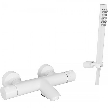 LIQ023BO  LIGHT Змішувач для ванни термостатичний з ручним душем MATT WHITE (1 сорт) Paffoni