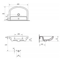 K667-025 ARTECO Умивальник меблевий 60 з отвором для змішувача, з переливом, білий глянець (картон)  MITO фото 2