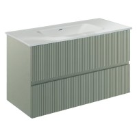 131775+126225  Тумба VORA 100 2  ящ, +   раковина біла ENZO,   MINERAL GREEN (1 сорт) ROYO