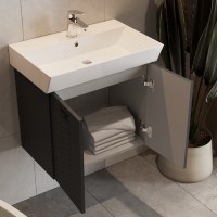 484060A Flow Тумба 60 з умивальником та ручками, антрацит матовий (1 сорт) Devit фото 6