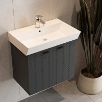 484060A Flow Тумба 60 з умивальником та ручками, антрацит матовий (1 сорт) Devit фото 5