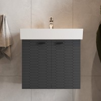 484060A Flow Тумба 60 з умивальником та ручками, антрацит матовий (1 сорт) Devit фото 4