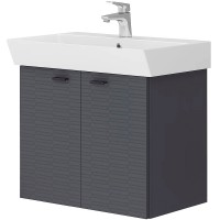 484060A Flow Тумба 60 з умивальником та ручками, антрацит матовий (1 сорт) Devit фото 8