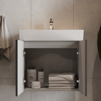 484060A Flow Тумба 60 з умивальником та ручками, антрацит матовий (1 сорт) Devit фото 7