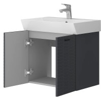 484060A Flow Тумба 60 з умивальником та ручками, антрацит матовий (1 сорт) Devit фото 1