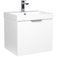 30966 Тумба Fabio (білий мат) з умивальником Fabio 50 см (консольна) ручка хром (1 сорт) Аква Родос фото 1