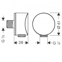 26453000 HG FixFit Шлангове підключення з клапаном зворотнього потоку, хром (1 сорт) HANSGROHE фото 1