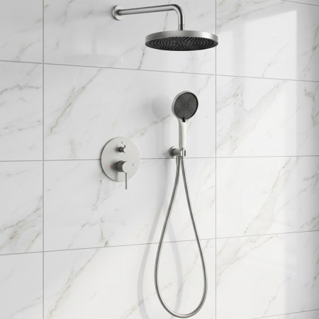 D117125001111BN Flow Душова система прихованого монтажу, на 2 споживачі, без термостату, brushed nic Devit