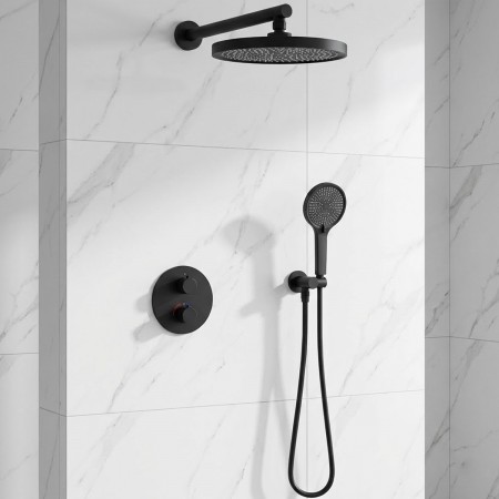 D117125011111MB Flow Душова система прихованого монтажу для душу, на 2 споживачі, з термостатом, чор Devit