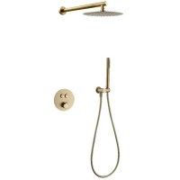 D117124011111BG Flow Душова система прихованого монтажу, на 2 споживачі, з термостатом, brushed gold Devit фото 2
