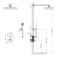D117125011221GM Flow Душова система прихованого монтажу для душу, на 2 споживачі, з термостатом, gun Devit фото 2