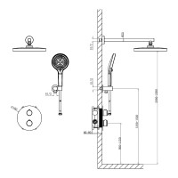 D117125011111C Flow Душова система прихованого монтажу для душу, на 2 споживачі, з термостатом, хром Devit фото 2