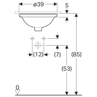 500.745.01.2  VariForm Умивальник круглий, монтується під стільницю, d=33см, без отвору для зміш., з Geberit фото 3