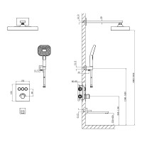 D117134011221C Flow Душова система прихованого монтажу для ванни/душу, на 3 користувача, з термостат Devit