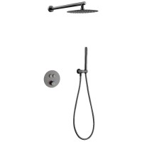 D117124011111GM Flow Душова система прихованого монтажу, на 2 споживачі, з термостатом, gun metal (1 Devit фото 2