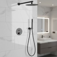 D117124011111GM Flow Душова система прихованого монтажу, на 2 споживачі, з термостатом, gun metal (1 Devit фото 1