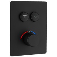 D114124010021BM Flow Змішувач на 2 споживачі з термостатом, для ванни/душу, прихованого монтажу, чор Devit фото 2