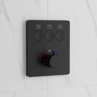 D114134010021BM Flow Змішувач на 3 споживачі з термостатом, для ванни/душу, прихованого монтажу, чор Devit фото 1