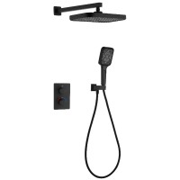 D117125011221BM Flow Душова система прихованого монтажу для душу, на 2 споживачі, з термостатом, чор Devit фото 1