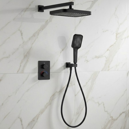 D117125011221BM Flow Душова система прихованого монтажу для душу, на 2 споживачі, з термостатом, чор Devit