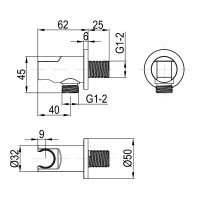D113100000010C Flow Підключення для душового шлангу з тримачем ручного душу, хром (1 сорт) Devit фото 1
