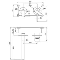 550537BN Flow Змішувач для раковини прихованого монтажу, brushed nickel (1 сорт) Devit фото 2